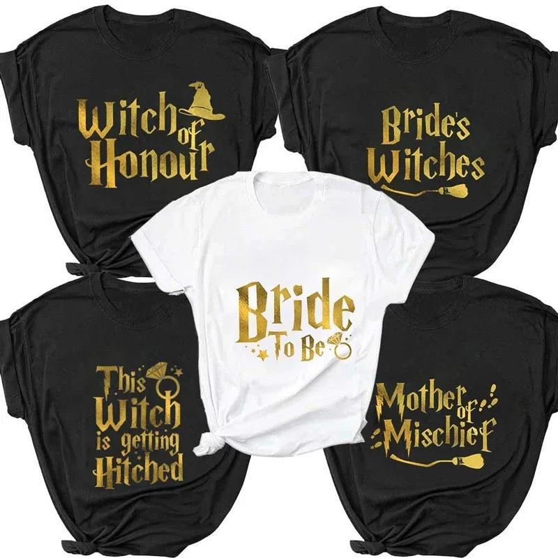 Casual Short Sleeve Tops for Women T Shirt Lady Fashion Summer Funny Witch Themed Hen Party Women Tshirts Team Bride Tee