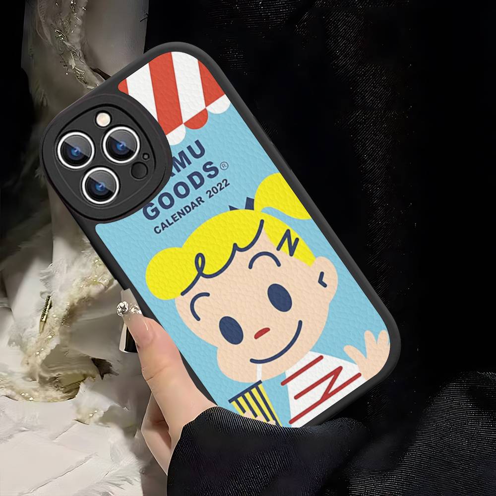 Кавайи O-OSAMU-G-GOODS Милый чехол для телефона для iPhone 16 15 14 13 12 11 Pro Max Plus Мягкий кожаный чехол