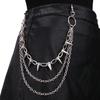 Punk Metal Cross Rivet Layered Chain Keychains for Men Women Waist Key Chain Wallet Jeans Hip-hop Pants Belt Jewelry Accessories