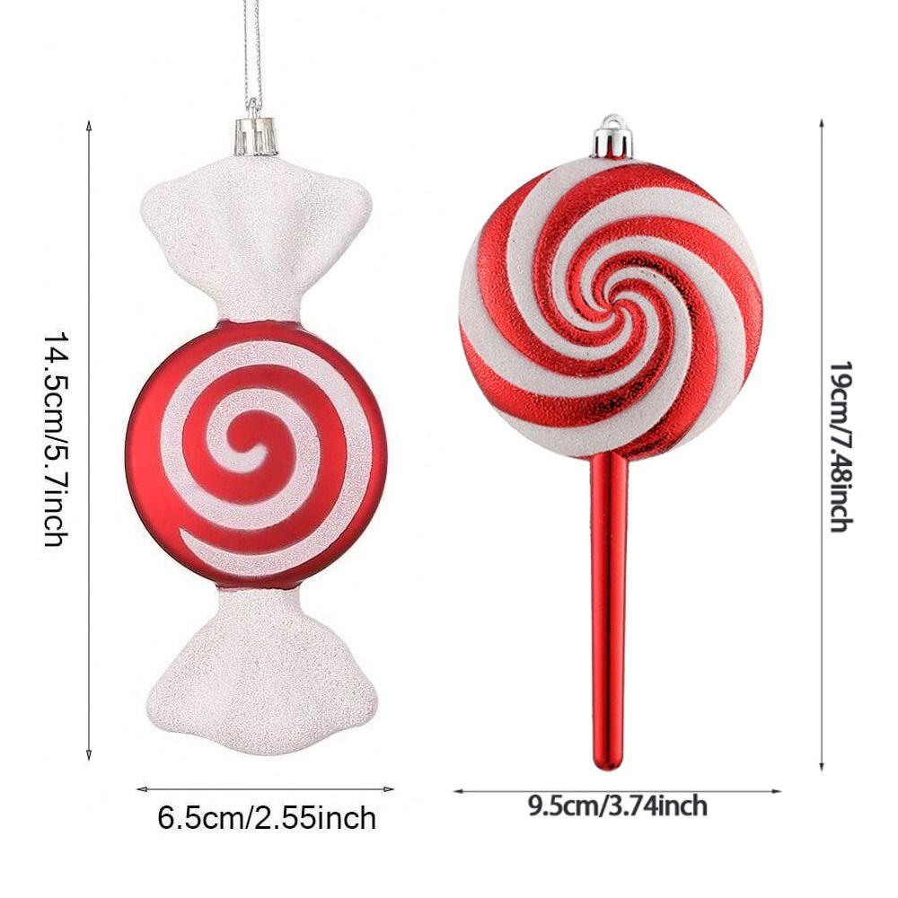 Hanging Loop Christmas Tree Ornaments Red White Lollipop Ornament Christmas Tree Decoration