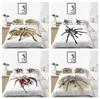 3D пододеяльник из микрофибры, белый фон, паук, постельное белье, двуспальная кровать, полноразмерное белое покрывало, моющийся и удобный домашний декор