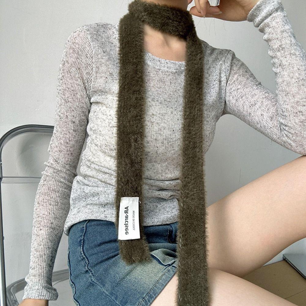 Harajuku Wool Shawl Y2K Long Narrow Scarves All-match Knitted Scarf Autumn/Winter