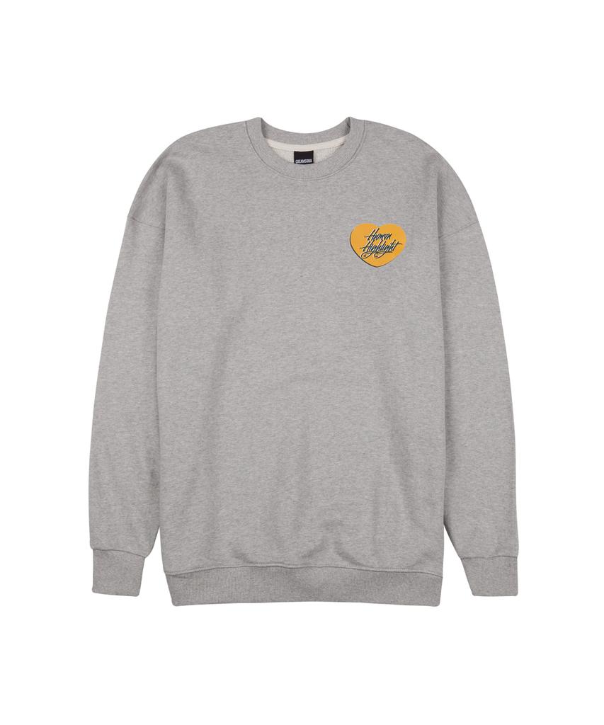 CREAM SODA LAB Human Highlight Sweatshirt Small Heart Gray Yellow