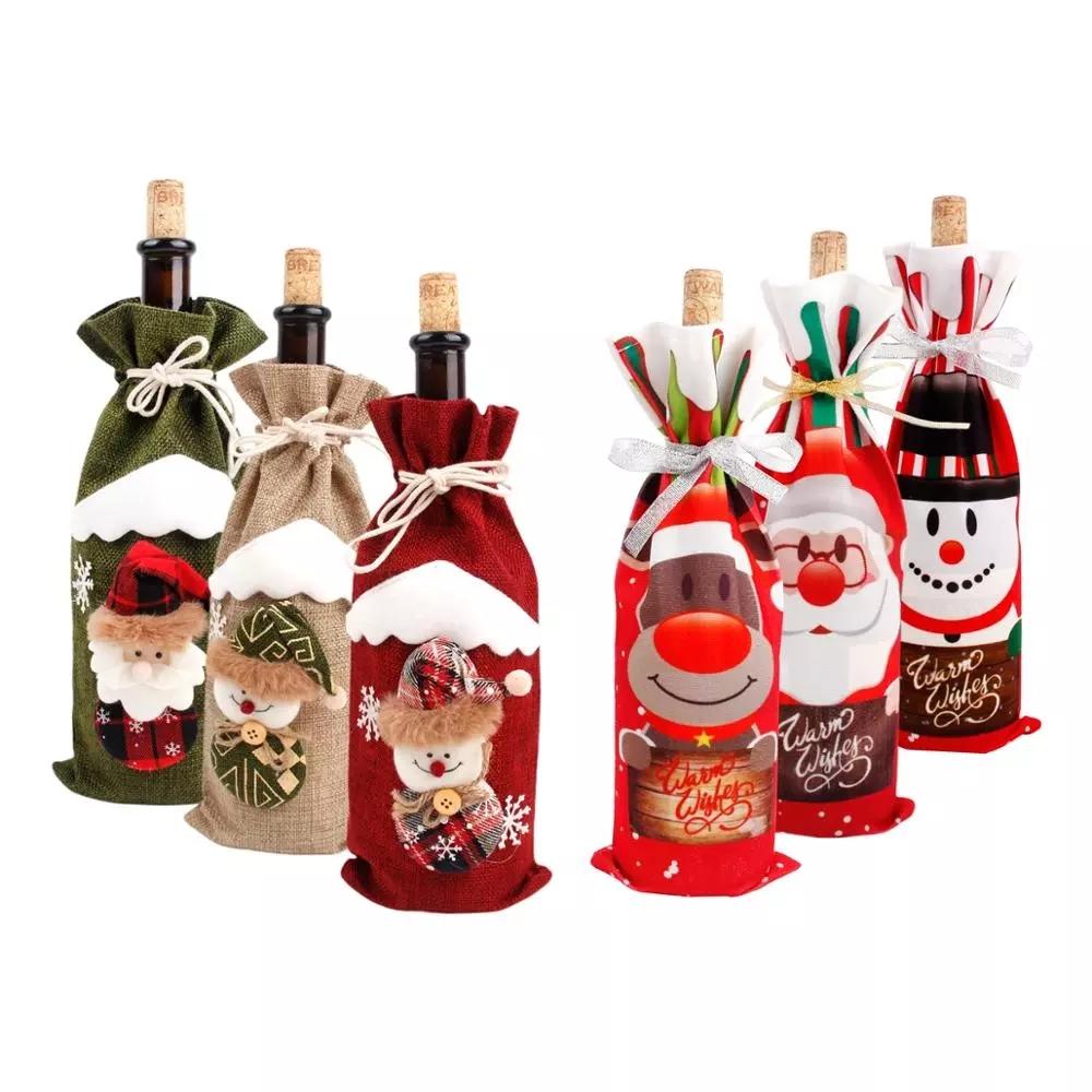 New Year Wine Bottle Cover Merry Christmas Decor For Home Christmas Table Decor Gift