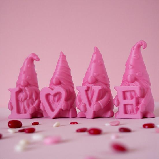 4 шт. фигурка гнома на День святого Валентина, напечатанная на 3D-принтере, настольная скульптура гнома любви, розовый центральный элемент стола для столовой, товары для домашней вечеринки