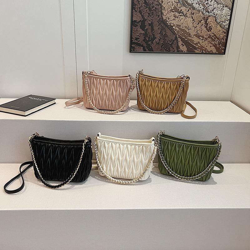 Модная плиссированная сумка подмышку, женская универсальная сумка-мессенджер, новая нишевая сумка-ведро, сумка на плечо, маленькая квадратная сумка