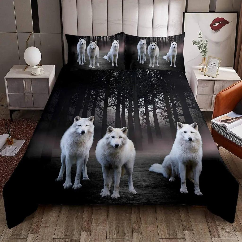 3D Wolf Duvet Cover Set Animal Printed Single Twin Full Queen King Bedding Sets Euro Bedclothes Pillowcases For Children Kid