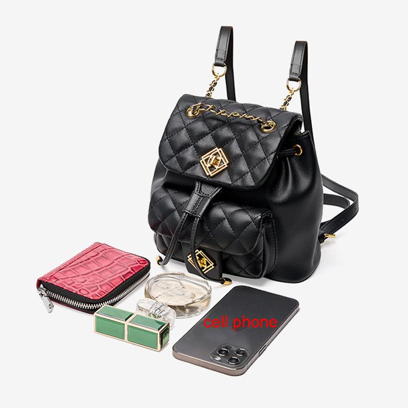 Сумка из натуральной кожи, маленький мини-рюкзак, женская сумка, рюкзак из воловьей кожи с ромбами, женский новый модный маленький рюкзак с язычком