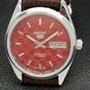ВОССТАНОВЛЕННЫЕ МУЖСКИЕ ЧАСЫ SEIKO 5 AUTOMATIC, СДЕЛАНО В ЯПОНИИ, КРАСНЫЙ ЦИФЕРБЛАТ, ИЗГОТОВЛЕНЫ НА ЗАКАЗ a440096-2 QV90-a440096