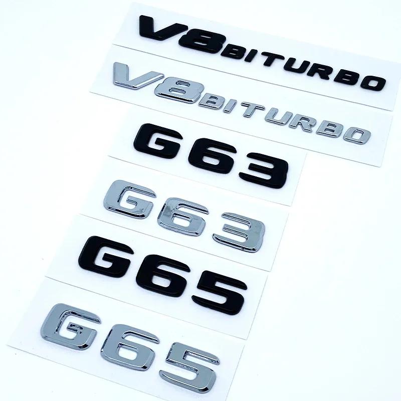 2017 Flat Letters G63 G65 V8 Biturbo V12 Biturbo Emblem for Mercedes Benz W463 Car Side Fender Trunk Nameplate Logo Sticker UO2