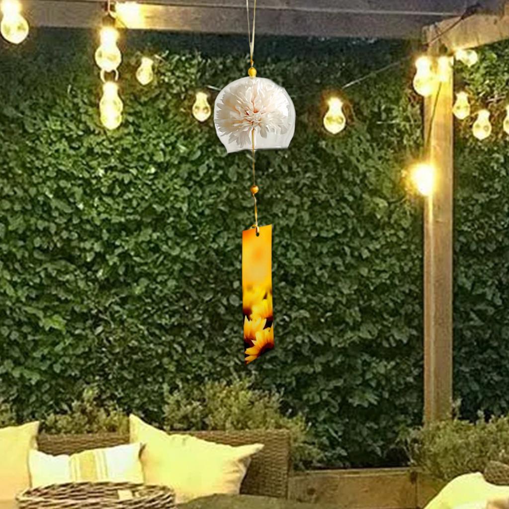 Floral Wind Chime Japanese Wind Chimes Decors For Home Decors Garden Art Enthusiasts Quality Rust Resistant Glass