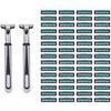 Basti 2-blade Simple Plus Disposable Razor 2p + Razor Blade 60p Set Gray, 1 Set ,Korean Razor Blade