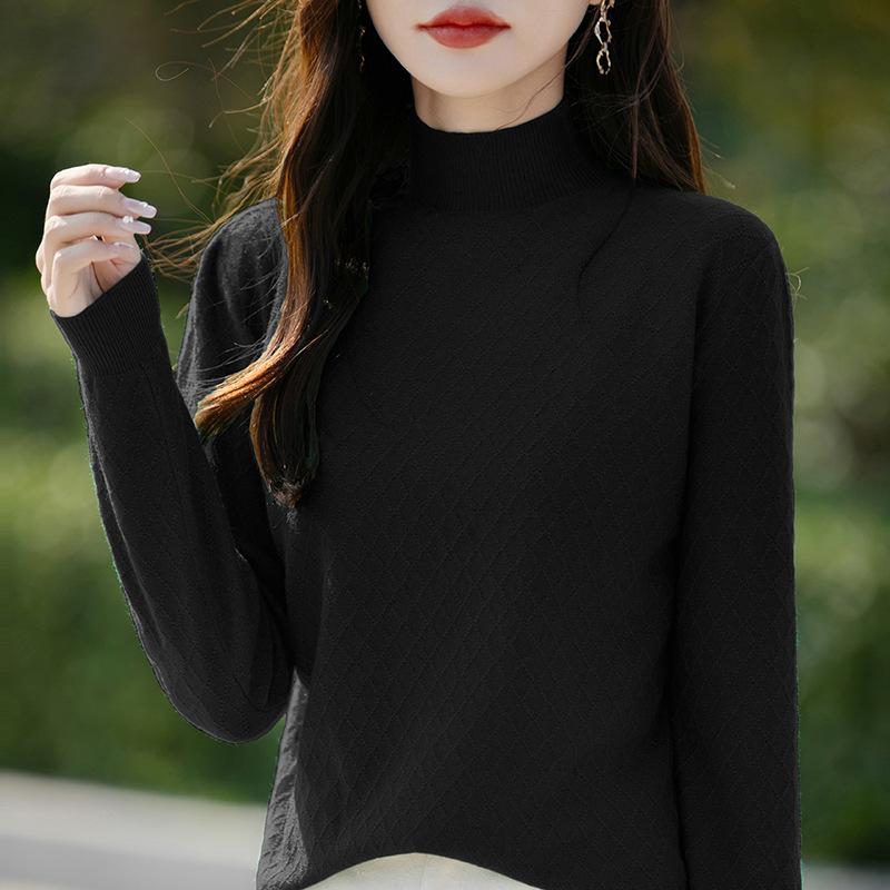 Пуловер с высоким воротом и тонкой рубашкой, женский осенне-зимний свитер, топы, трикотаж