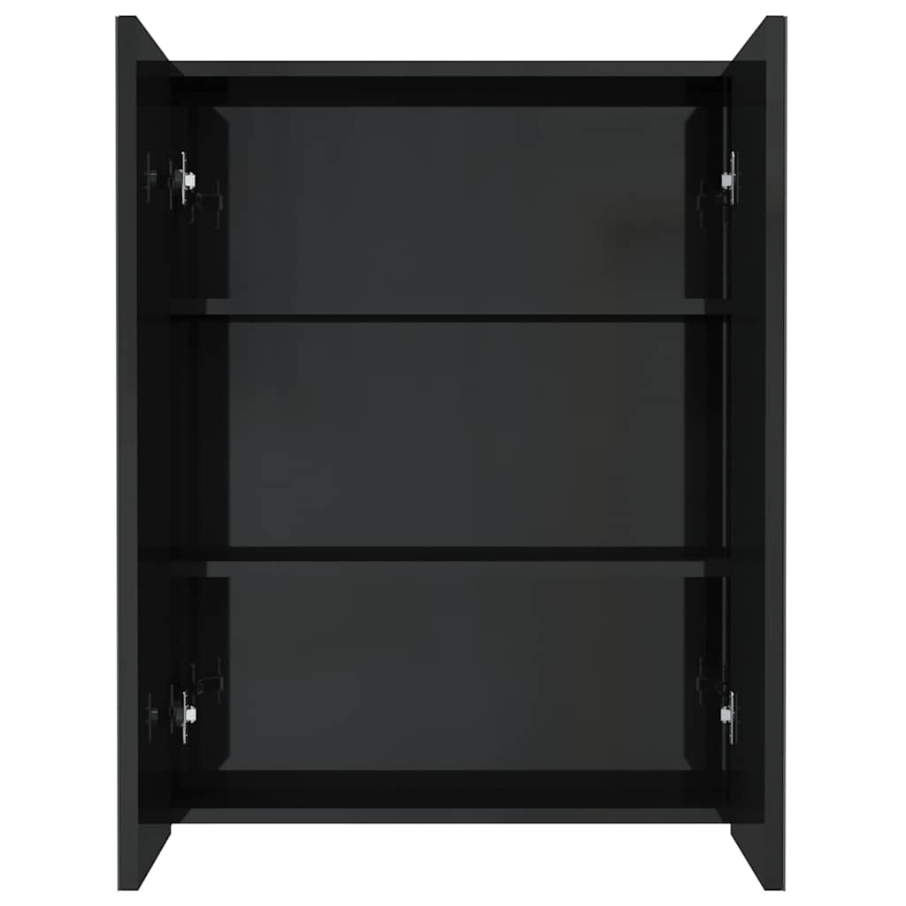 Vidaxl Szafka Łazienkowa Z Lustrem 60X15X75 Cm, Mdf, Czerń Z Połyskiem