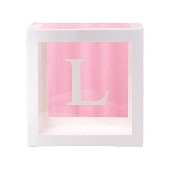 Balloon Box Reusable Clear Paper Box with Letter Stackable DIY Assembly 25 X 25cm Cube Box for Graduation Wedding Birthday Party Decor