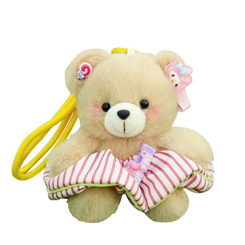 Cute Bear Plush Keychain Toy With Pp Cotton Filling For Kids Backpack Accessories