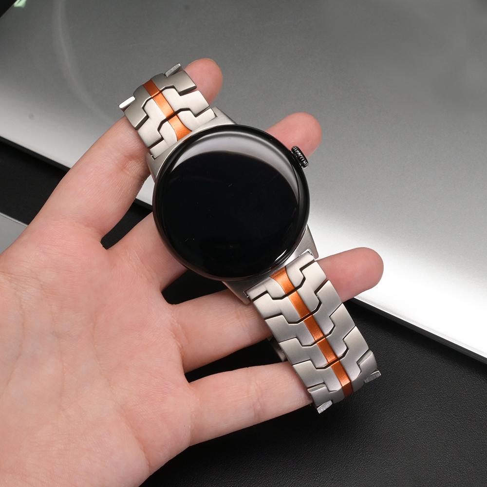 Titanium Alloy Watch Strap for Google Pixel Watch 4 45mm/3 45mm Wristband with Stainless Steel Buckle