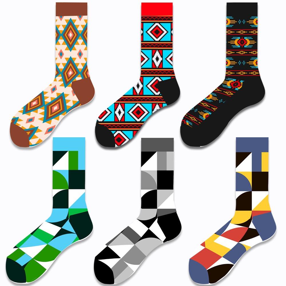 New Happy Mens Socks Women Novelty Cartoon Sock Combed Cotton Funny Men's Big Size Crew Harajuku Hip Hop Thick Long Socks