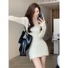 2024 Autumn Elegant Knitted Dress Women Long Sleeve Lace Short Party Dress Korea Fashion Slim Sexy Y2k Mini Dress Female Vintage