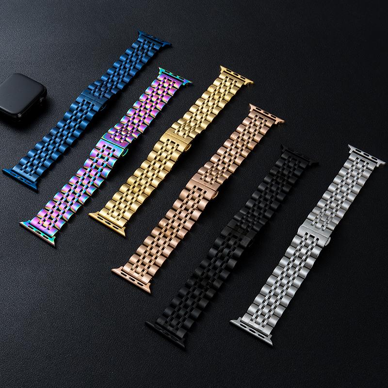 Ремешок из нержавеющей стали для Apple Watch Series 10 9 8 7 6 5 SE, браслет для iWatch 46 мм 42 мм 45 мм 49 мм, цельнометаллический ремешок