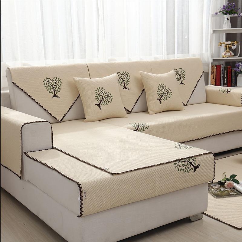 Four Seasons нескользящая вышитая диванная подушка из хлопчатобумажной ткани для гостиной, универсальная льняная утолщенная современная простая однотонная диванная подушка