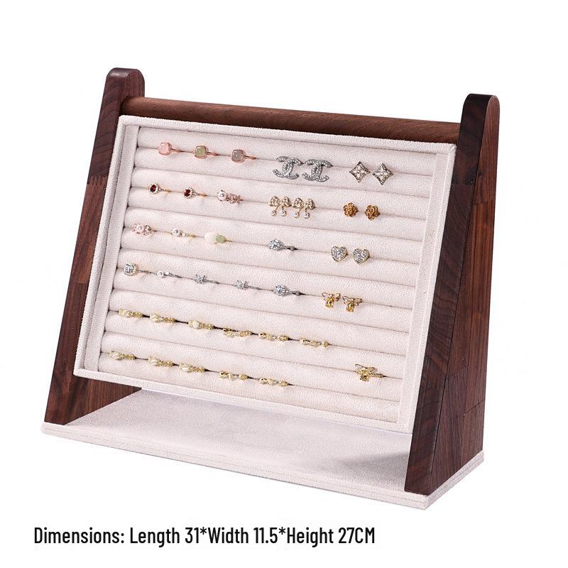 Walnut Jewelry Display Stand Set: Ring Tray & Necklace Mannequin