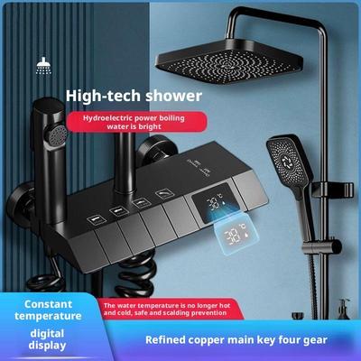 Душевой Душевой Набор, Термостатический Душ под Давлением цвета Пушечная Сталь, Набор Душевой Лейки, Вся Медь.