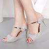 Women Sandals High Heels Peep Toe High Heels Shoes Women Wedding Shoes Gold Silver Female Footwear