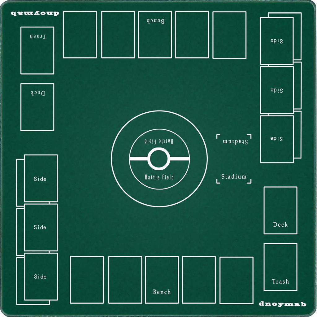 Dnoymab Full Size Playmat Card Game 3mm Thick Rubber Playmat for 2 Players with Storage Bag 60x60cm Non-Slip (Green)