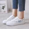 Shoes Women Running Spring Autumn Fashion White Breathable Embroidered Flower Lace-Up Casual Sneakers Zapatos De Mujer