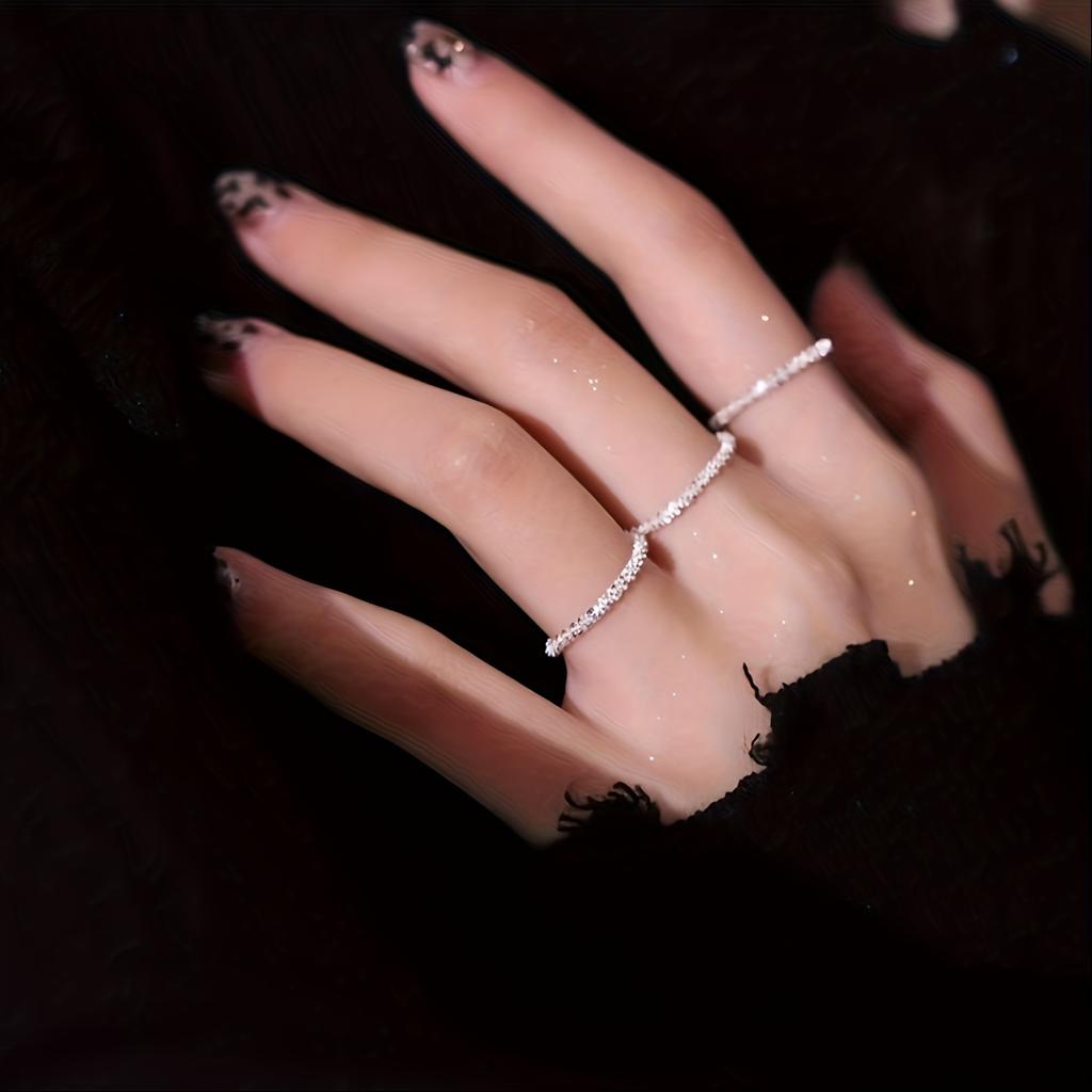 Серебряное сверкающее кольцо для женщин и девочек в корейском простом стиле, блестящие декоративные компактные кольца на указательный палец, ювелирные изделия