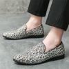 New Fashion Pointed Toe Leopard Pattern Dress Driving Shoes For Men's Designer Wedding Loafers Oxford Sapatos Tenis Masculino