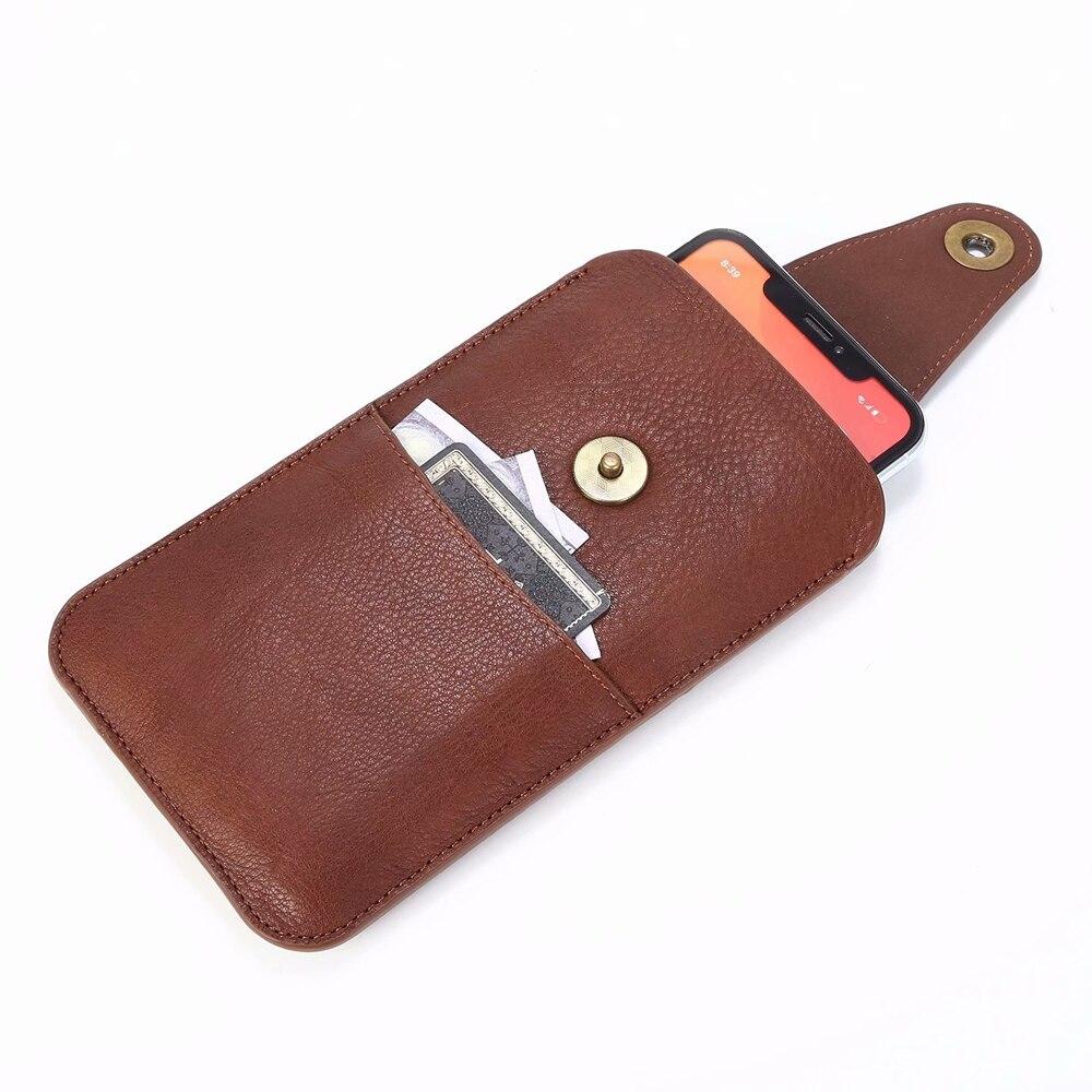 Universal Pouch Belt Clip Holster Case Genuine Leather Belt Phone Pouch For Samsung S21 Ultra S20 Plus Note 20 10 Pro Lite 9 Cellphone Protective Bag