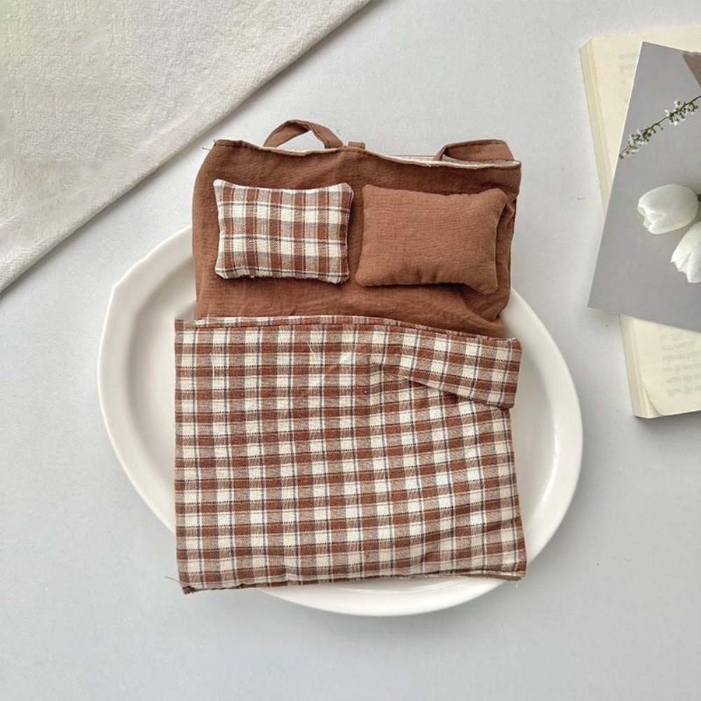 Adjustable Strap Lace Plaid Cloth Pouch Polyester Countryside Style Pillow Crossbody Bag Lightweight Bow Storage Shoulder Bag