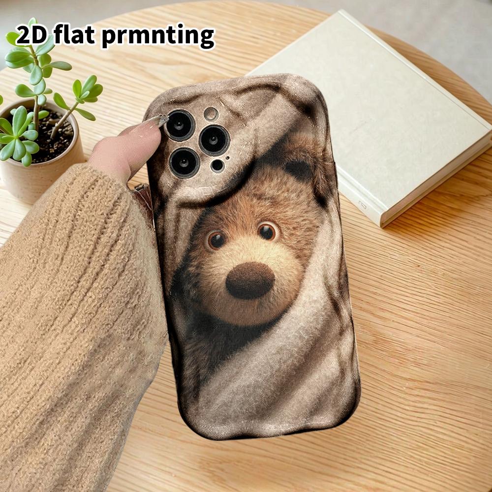 Phone Case: 2D flat design suitable for iPhone 18 17 16 15 14 13 Pro film protective case, couple style, brown teddy bear, Christmas and Halloween gif