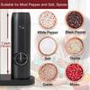 2-piece Electric Grinder with Charging Base,automatic Pepper grinder,USB Charging, Adjustable Thickness, Refillable, Automatic Grinder with LED Lights
