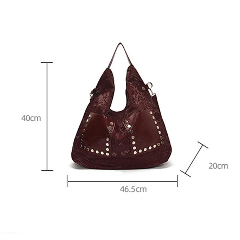 Сумка-тоут с имитацией змеиного узора, большой вместимости, из мягкой кожи, с заклепками, на плечо, модный роскошный дизайн, женские сумки CLE