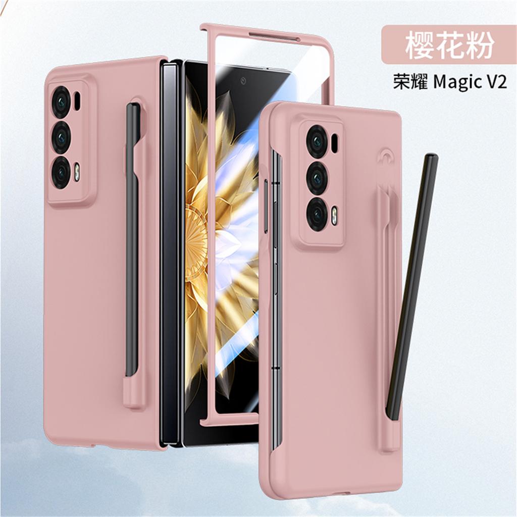 Phone Case For Honor Magic V2 Solid Color PC Hard Shell Protection Shockproof Protective Film With S Pen Back Cover