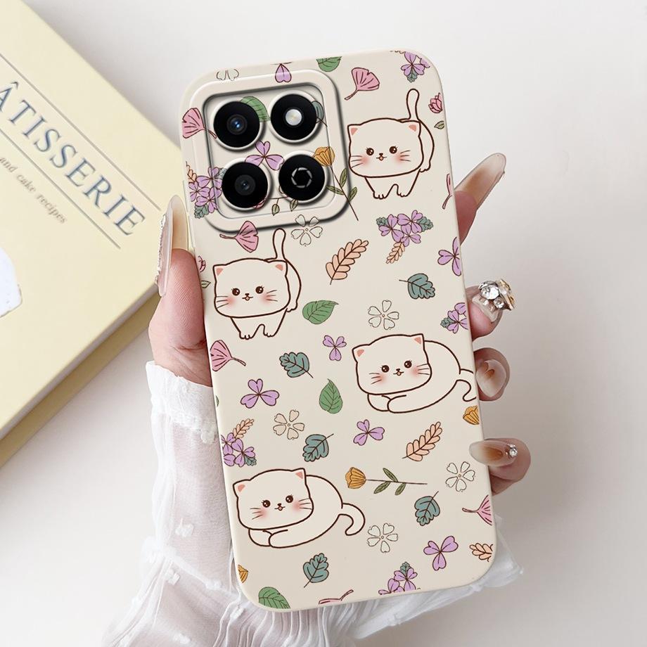 For Honor 200 Smart Case Honor X7C 4G Soft Liquid Silicone Flower Butterfly Bow Shockproof Cover for Honor Play 60 Plus Fundas