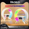 VAORLO Беспроводное зарядное устройство 15 Вт + беспроводной динамик 5.3 + RGB-подсветка + таймер Alcok 4 в 1 для iPhone 15 15pro 15promax