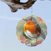 3D Rotating Metal Wind Chime - Vibrant Orange & Blue Robin Design, Handcrafted Garden Decor for Patio, Lawn, or Outdoor Spaces