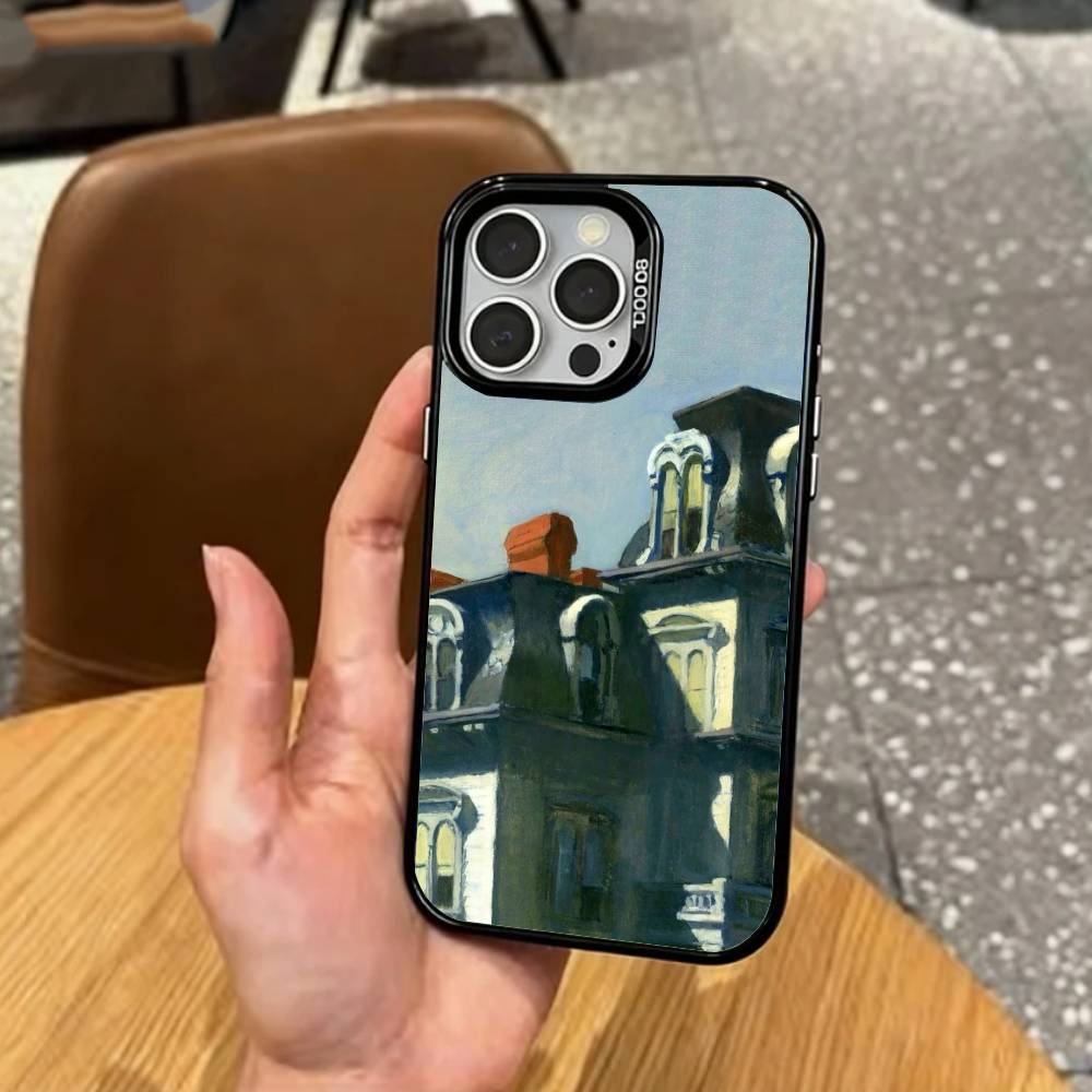 Крутой чехол для телефона с рисунком E-edward H-hopper для iPhone 17, 16, 15, 14, 13, 12, 11 Plus, Pro Max, цветной, с серебряным покрытием внутри
