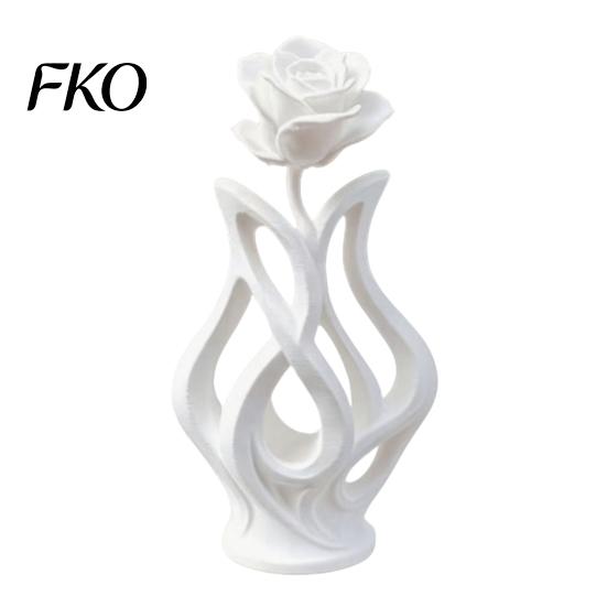 Space-saving Desk Decoration 3D Printed Rose Sculpture, Hollow Vase Floral Art Figurine with Matte Finish, Artistic Flower Sculpture Minimalist
