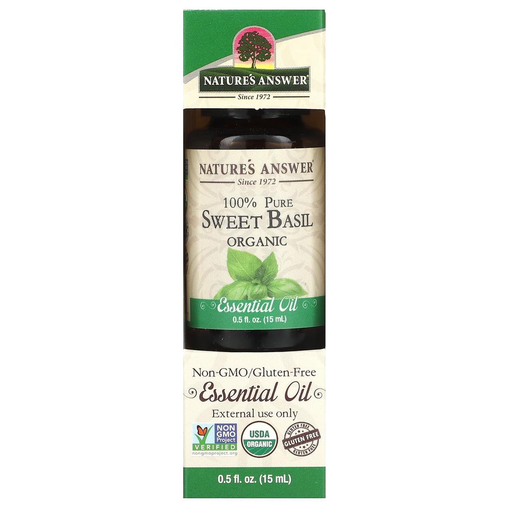 Nature's Answer 100% Pure Organic Essential Oil, Sweet Basil, 0.5 Fl Oz (15 Ml)