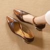 Модные 2024 Новые Женские Туфли-лодочки из Натуральной Кожи Квадратный Каблук Остроконечный Носок Вечерние Свадебные Туфли Женские Остроконечный Носок Ночной Клуб Выпускной Туфли