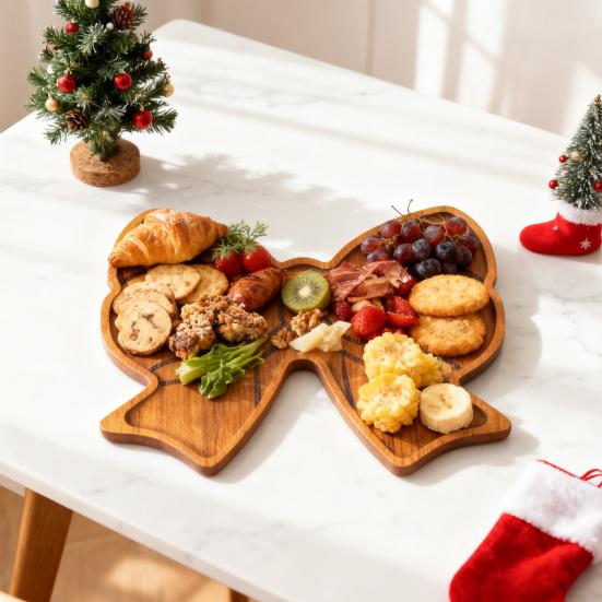 Деревянный поднос для закусок Дизайн банта Доска для закусок Многоцелевое сервировочное блюдо для конфет