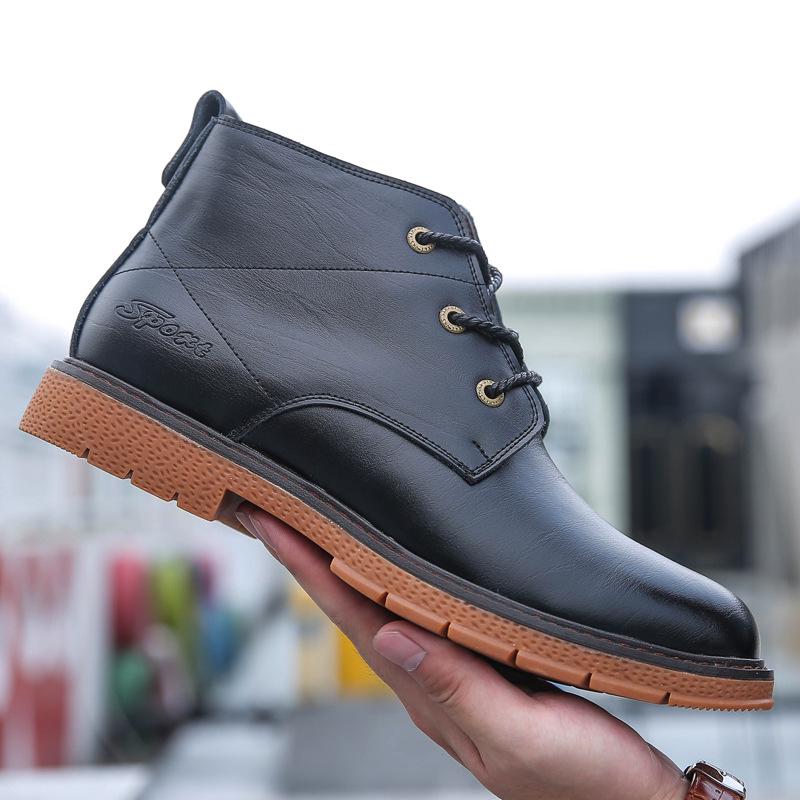 Модные мужские ботинки, зимние теплые мужские ботинки, универсальные мужские кожаные ботинки на шнуровке, деловые ботинки по щиколотку, обувь большого размера fgv5