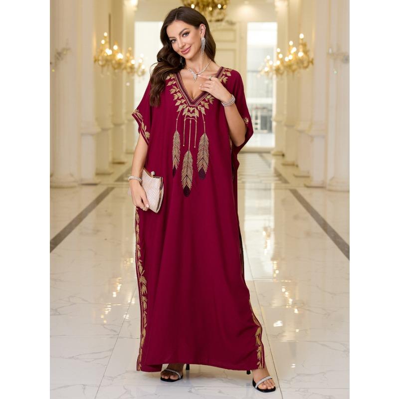 Женская мода лето весна цветочный узор принт рукава 1/2 V-образный вырез свободная талия повседневные платья