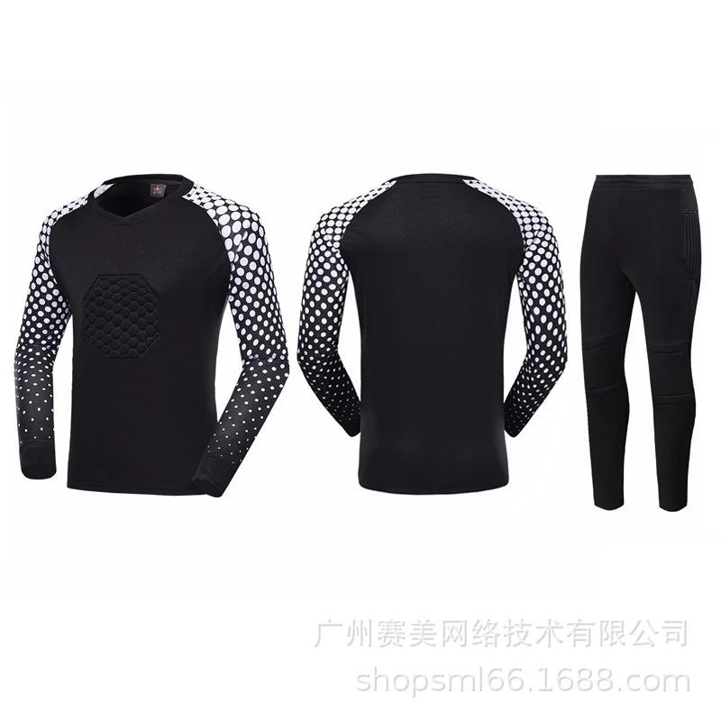Football goalkeeper jersey set Adult children long-sleeved sponge pads Game training goalkeeper jersey wholesale