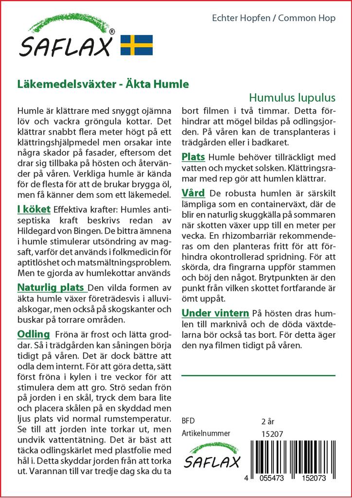 SAFLAX Garden in the Bag - Хмель обыкновенный - 50 семян - С субстратом в подходящем пакете - Humulus lupulus